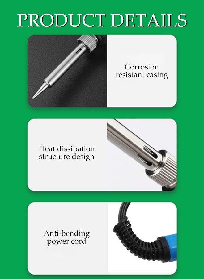 DUNISO طقم لحام 6 قطع، طقم مسدس لحام، مجموعة لحام كهربائية، درجة حرارة قابلة للتعديل 200-450℃، سهل الاستخدام، للحام لوحات الدوائر، إصلاح الأجهزة - Image 3